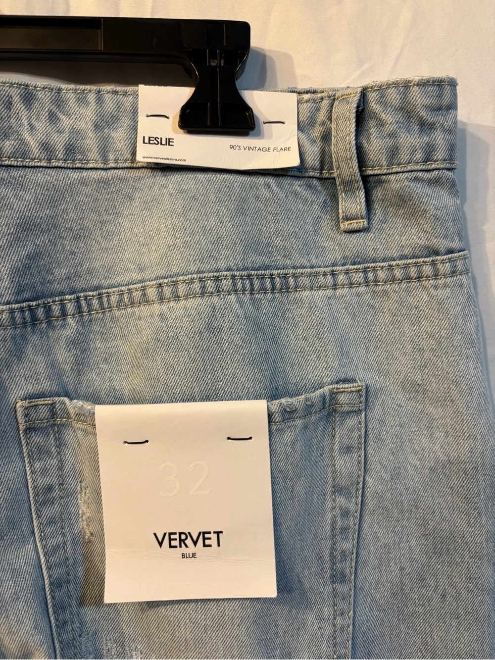 NWT Vervet Blue Leslie 90s Vintage Flare Jeans Size 32 Distressed Wide Leg - Picture 5 of 8